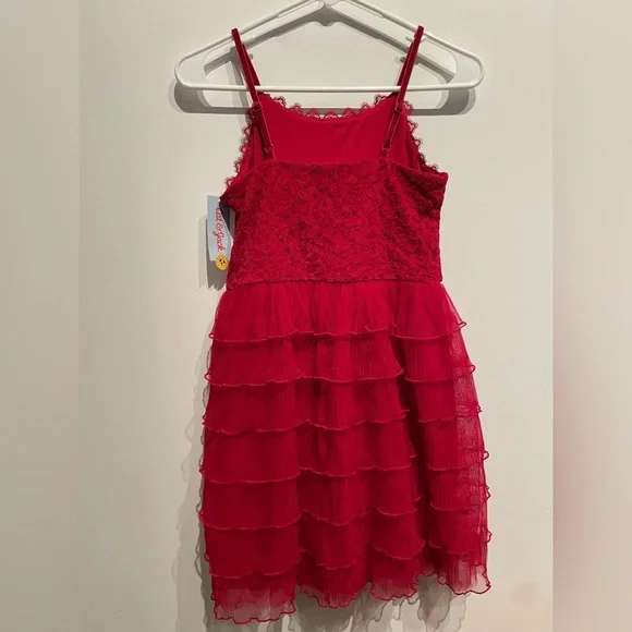 Cat & Jack Girls Tiered Lace Dress Dark Red Size XL(14) NWT - Picture 2 of 5
